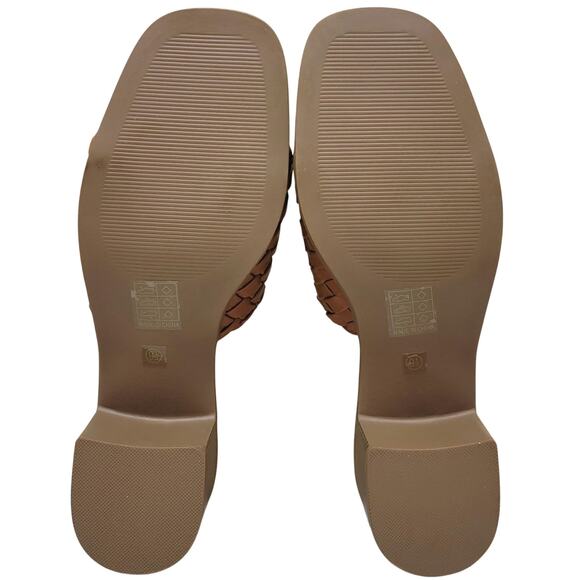 Journee Women Fylicia Block Heel Woven Slide Sandals Size US 9.5M Tan Brown - Picture 4 of 5